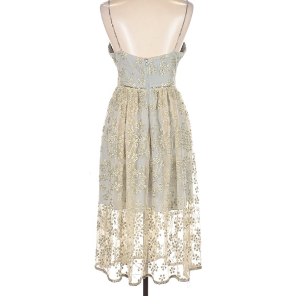 Self-Portrait Cream and Gold Lace Midi Dress - Picture 2 of 4